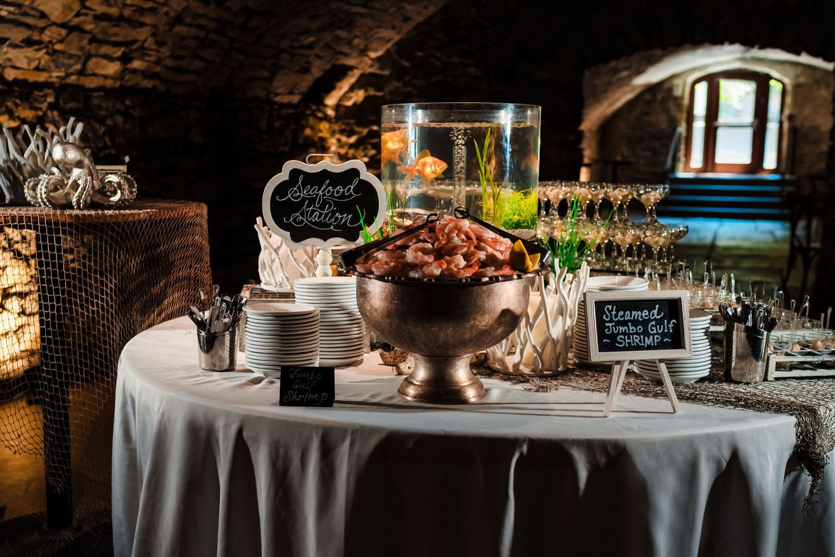 Seafood station in catacombs of Excelsior