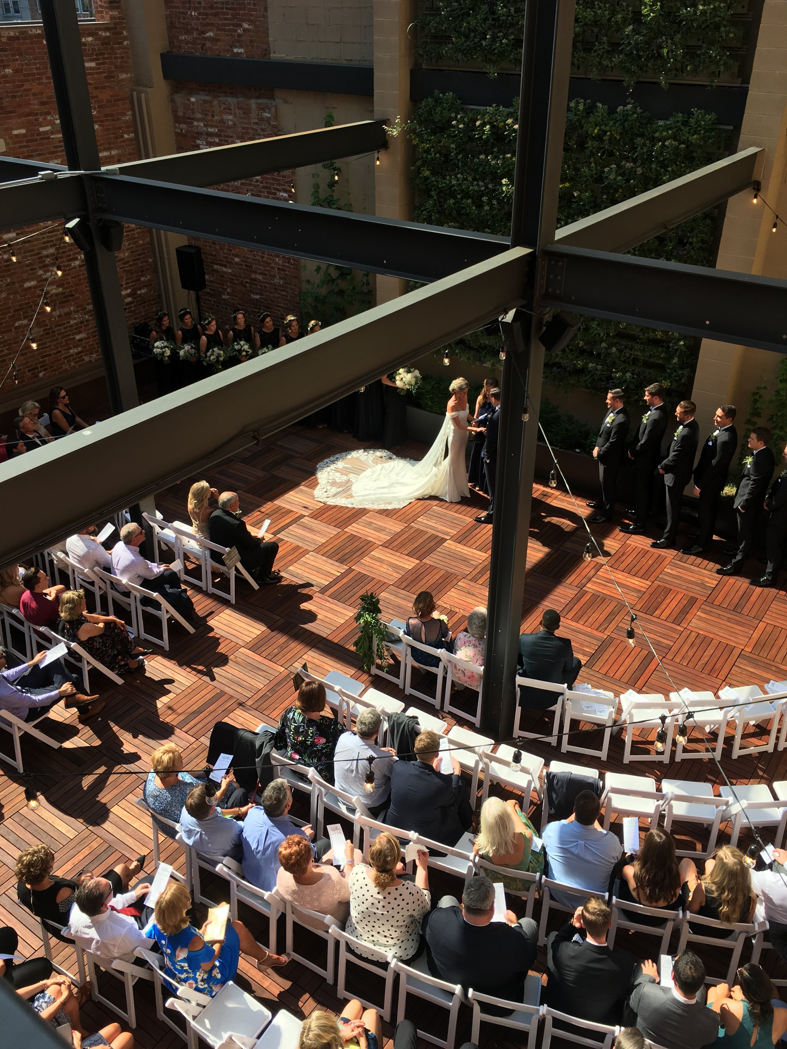 Ceremony space on outdoor Terrace from above