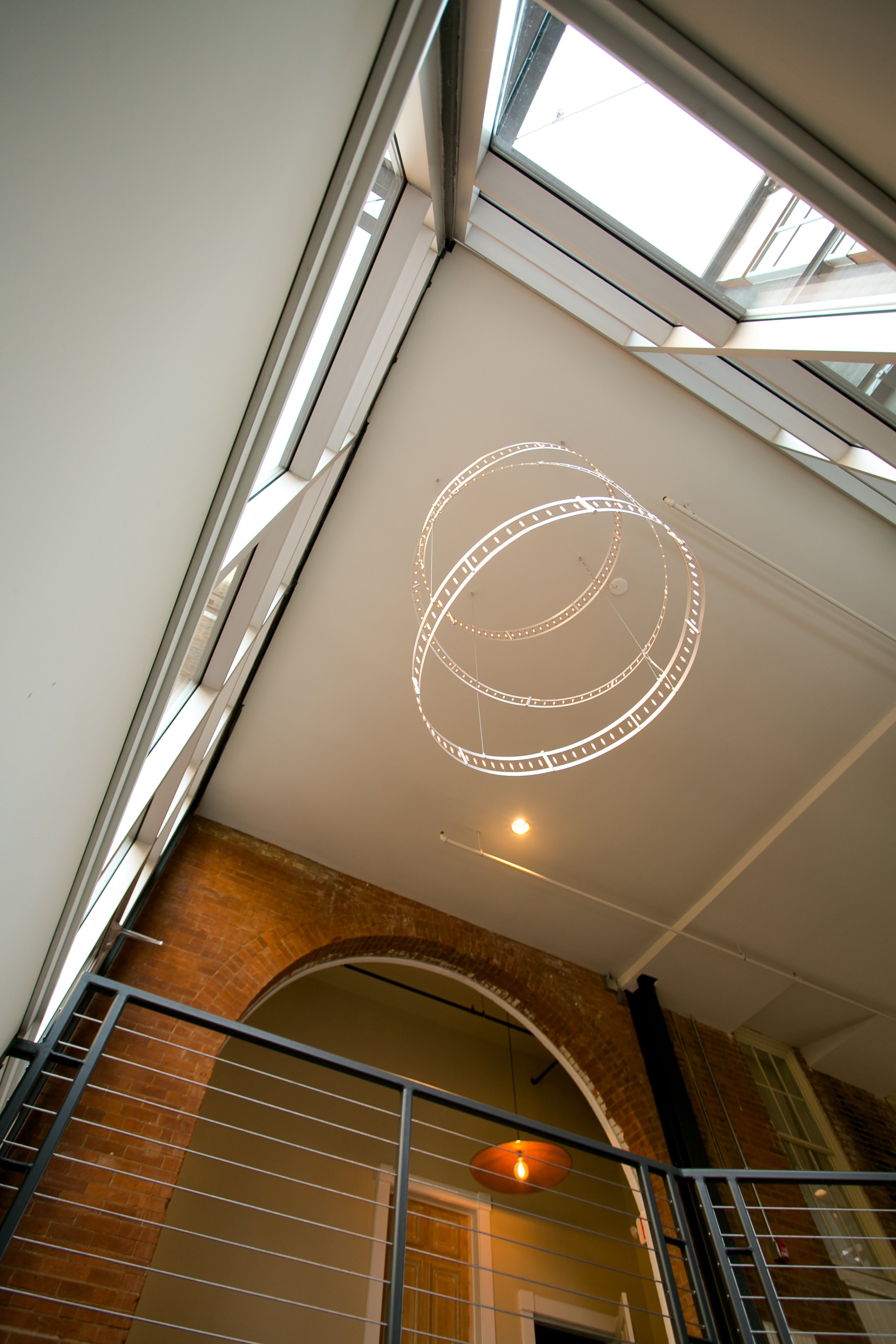 Eclectic light fixture from below