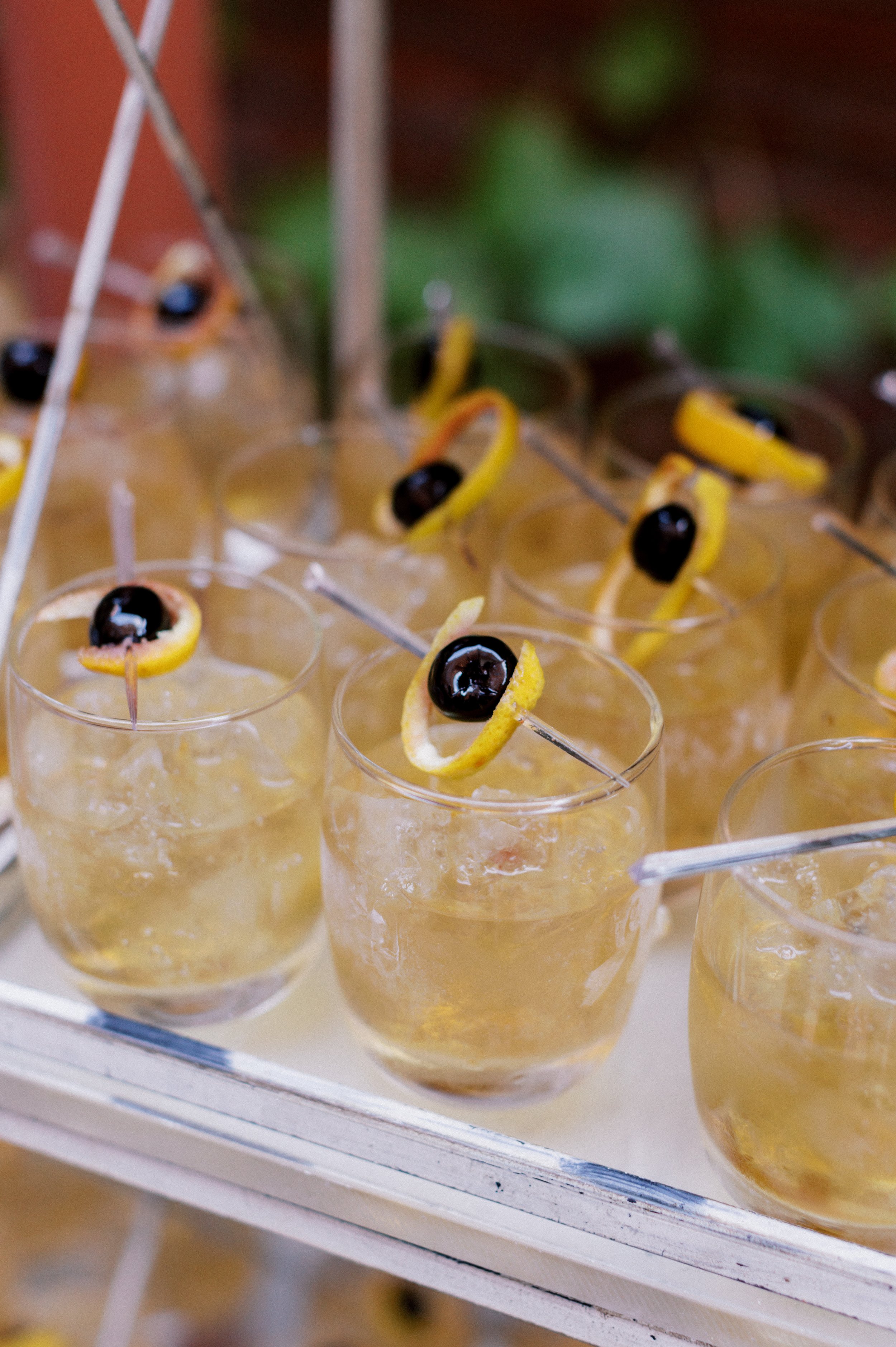 Golden cocktail drink