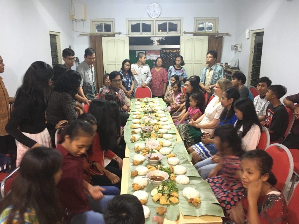 After worship, we pushed back the chairs and shared a meal together!