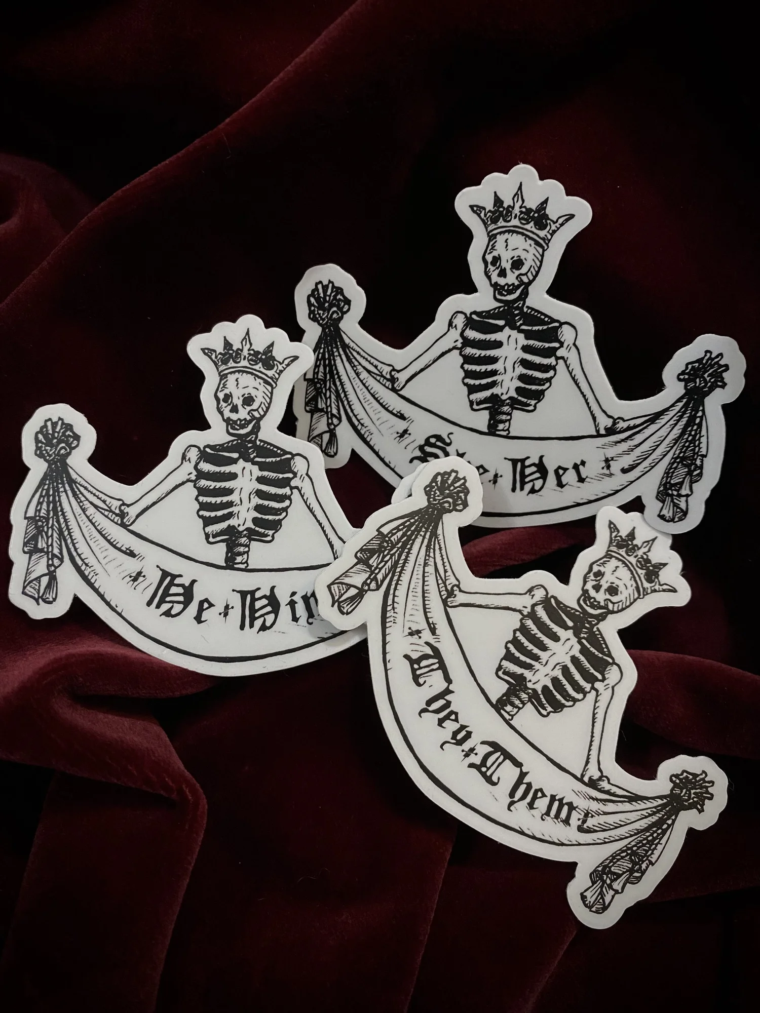 Skeletal Pronoun Stickers