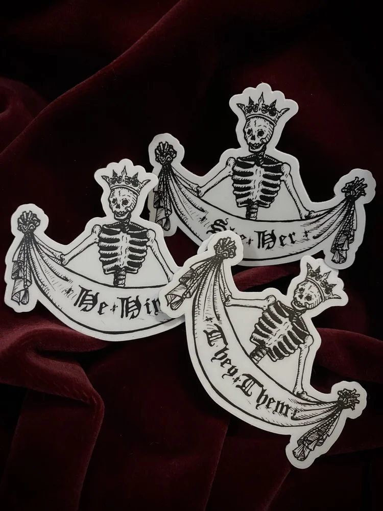 Skeletal Pronoun Stickers