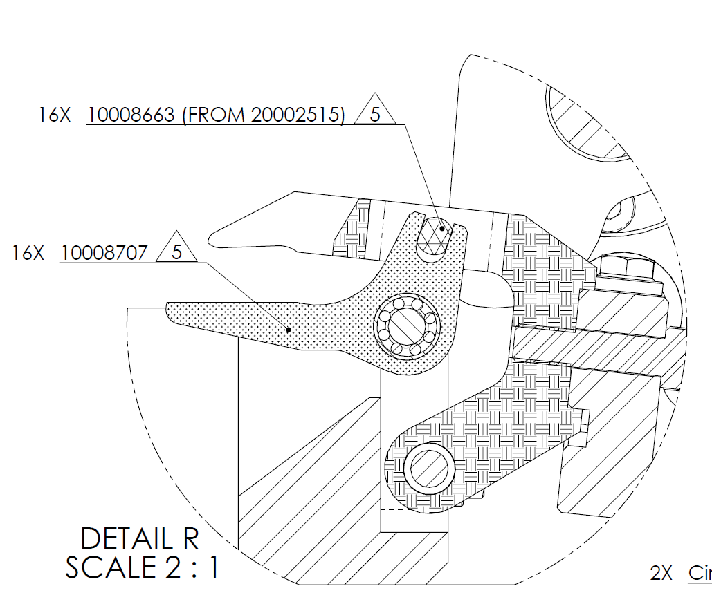 Dispense mechanism gripper linkage detail