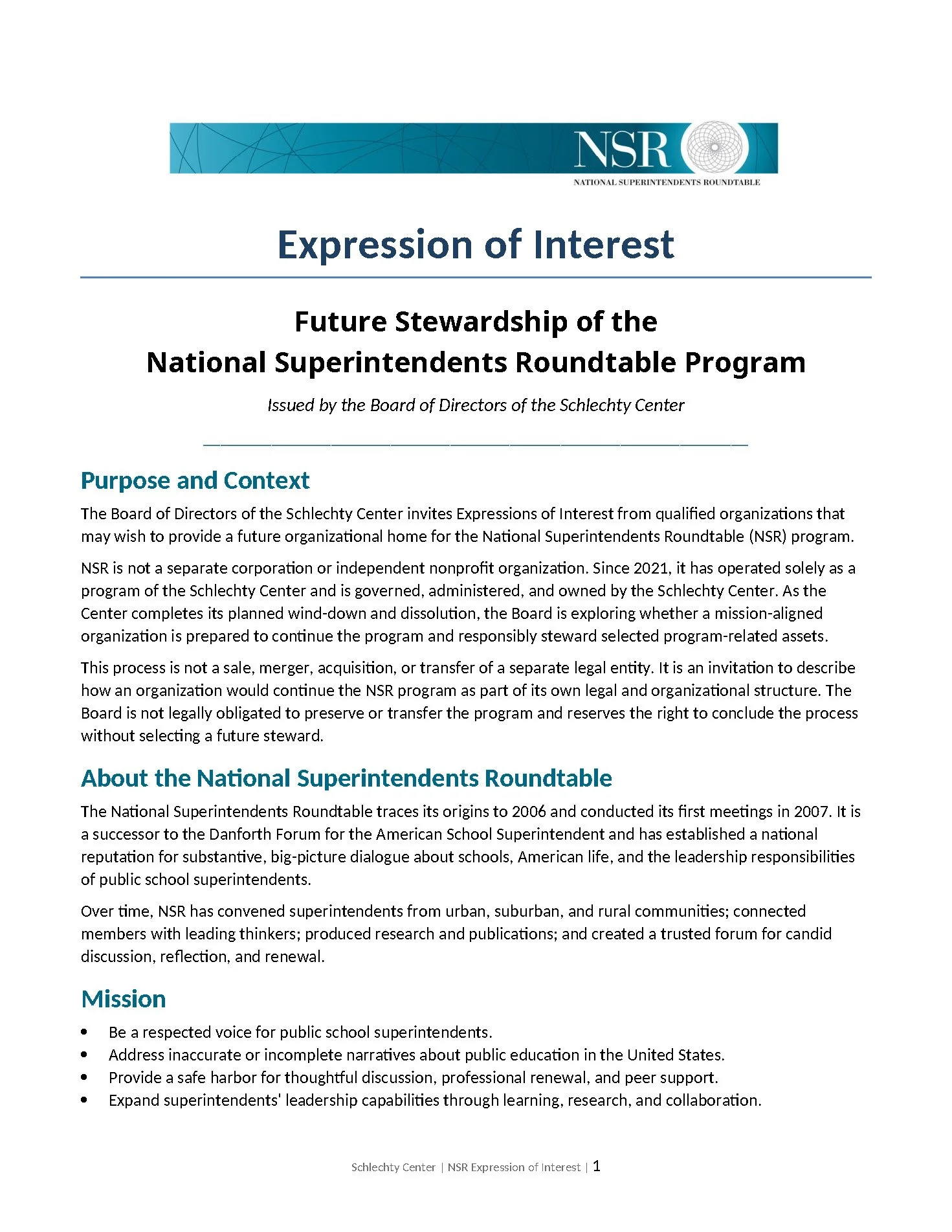 Expression of Interest Document