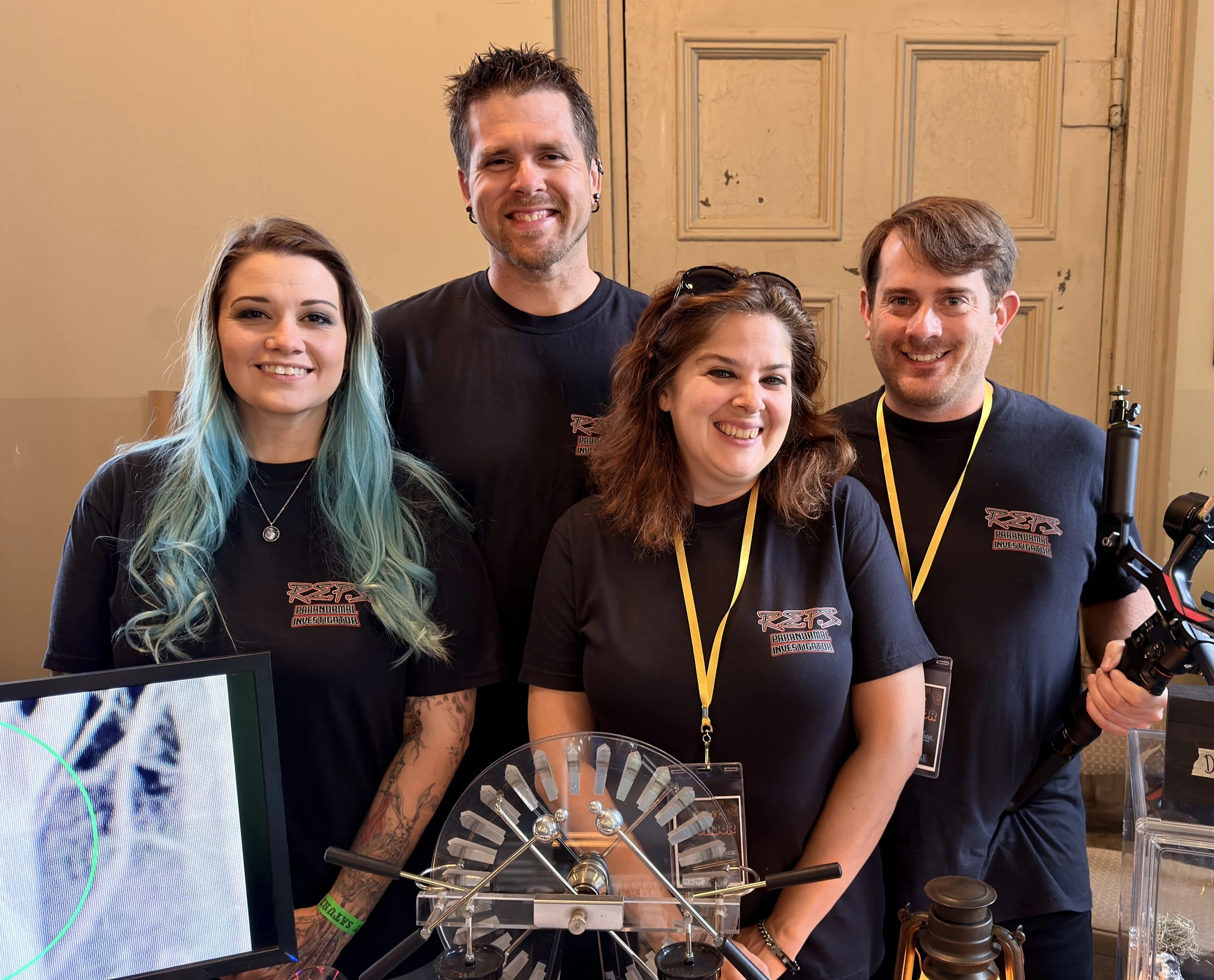 The Ghost Crawlers team with investigation equipment: Nina Iampietro, Jason Iampietro, Kat Wilson and Ryan O’Shea, from left to right.