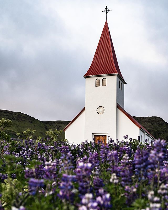 On a hilltop in a small village on the Southern coast of Iceland lies this gorgeous church. Surrounded by Lupines and overlooking the ocean, this place is a treat. ⁣
⁣
I had seen a photo from this location ages ago, but when @ant.obe and I planned ou