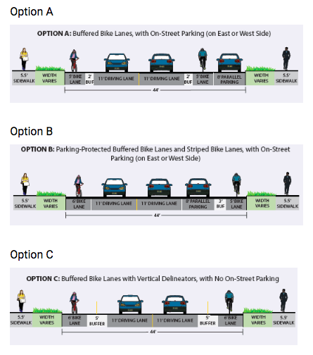 Design Options for Broad Street: Three options are presented.