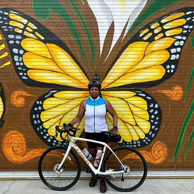 Membership Spotlight: Simone Hamlett inspires us by bringing together cycling and social giving. She recently biked the American Tobacco Trail and discovered new painted murals in downtown Durham. She used the ride with her friends to commit herself 
