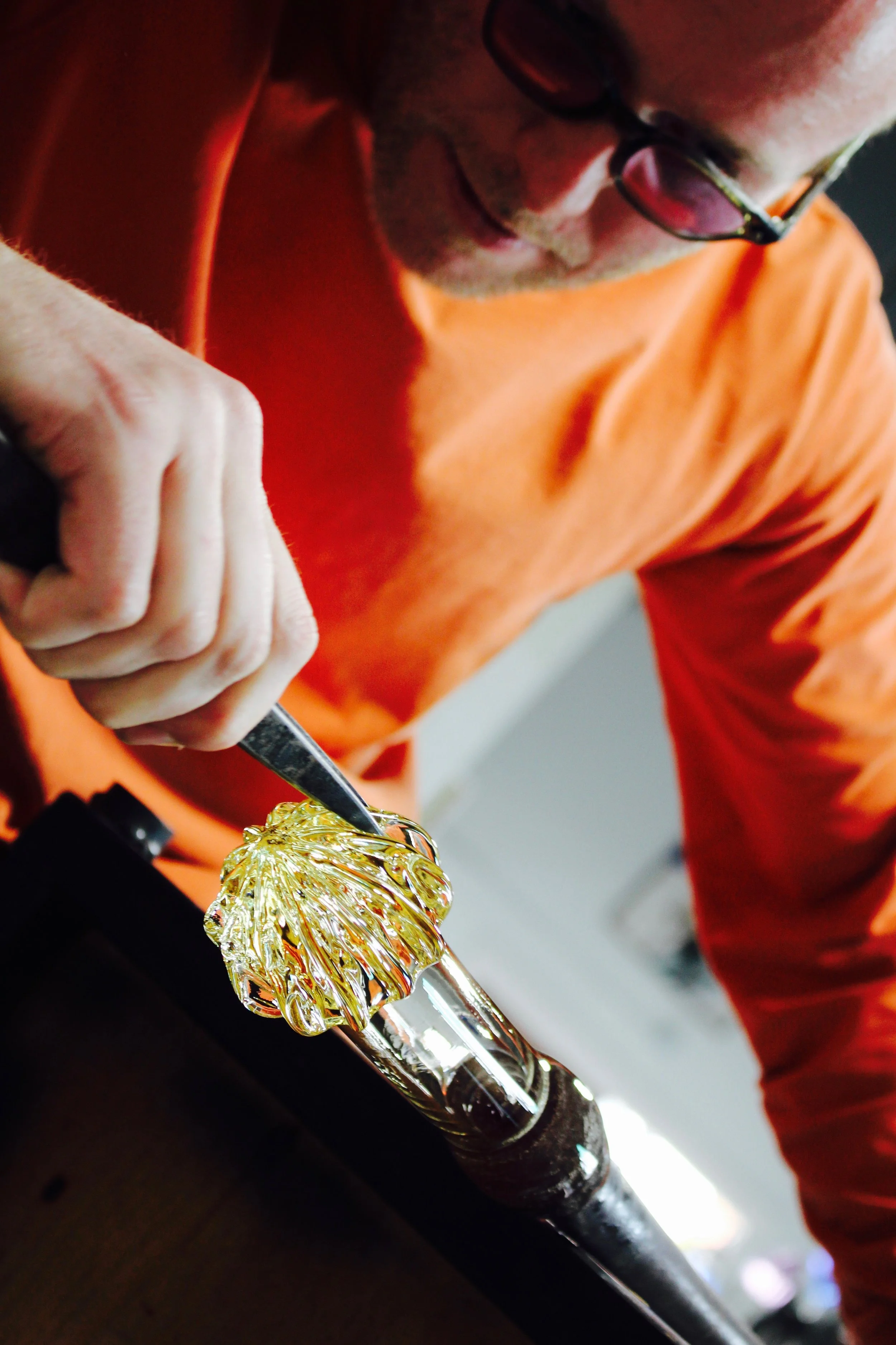glass blowing hand work