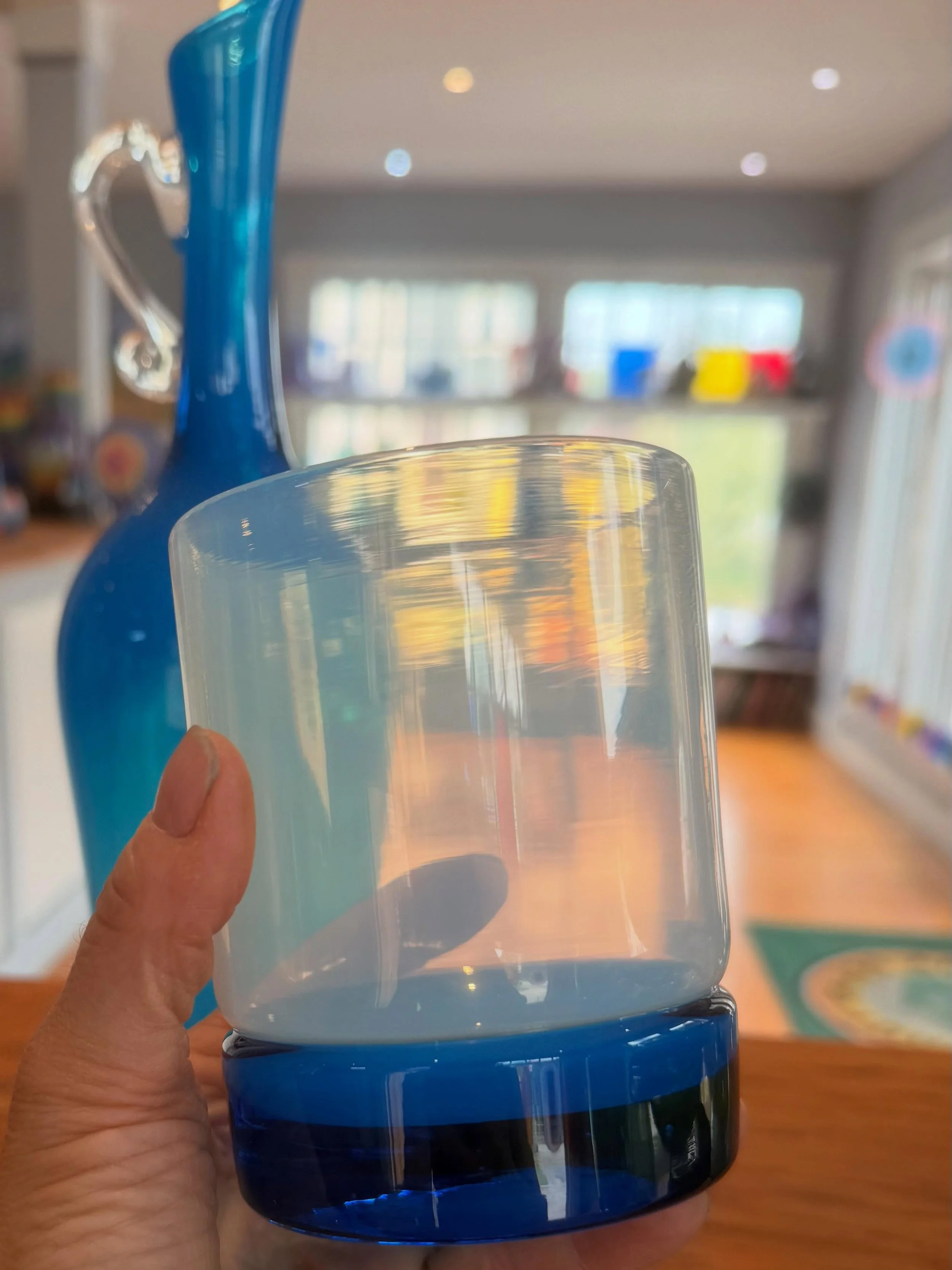 &ldquo;The world is washed in the color of a glass.&rdquo; #cheerstosummer #monadnock #funktional #drinkinstyle #theblues💙