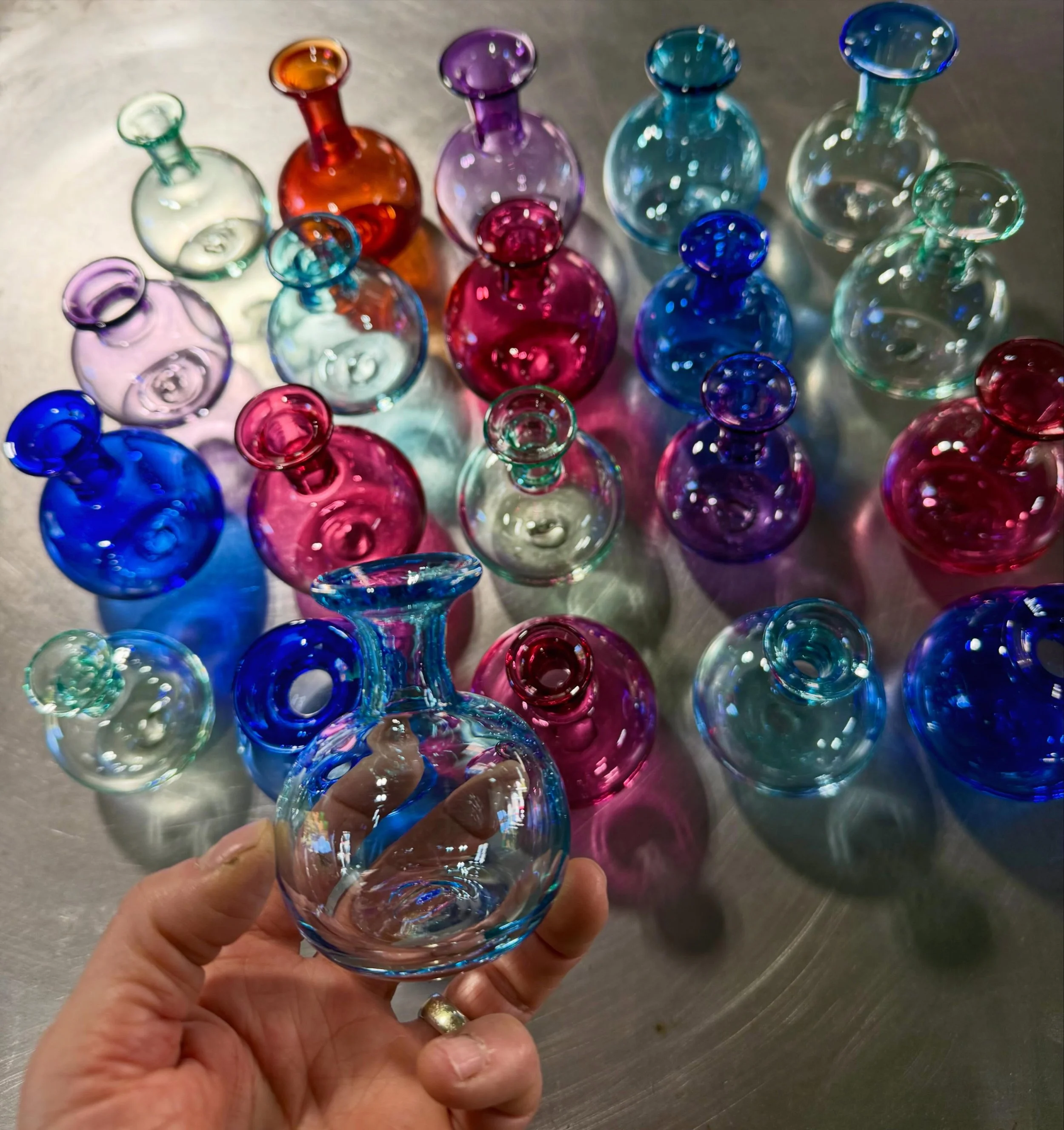 &ldquo;Miniature is one of the refuges of greatness.&rdquo; #miniaturevases #jeweltones #nhmade #freshouttheoven #smallisbeautiful