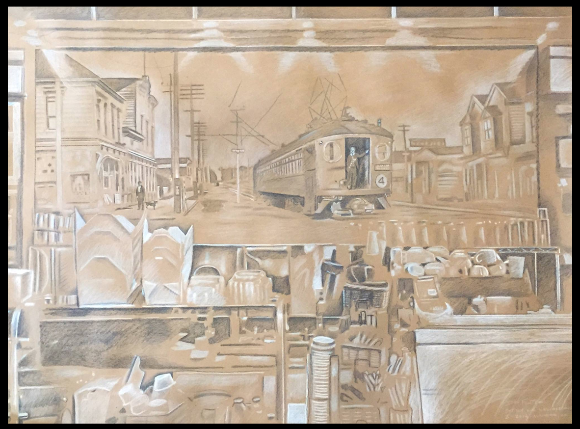  (Preliminary sketch for “Full Steam Ahead” mural)