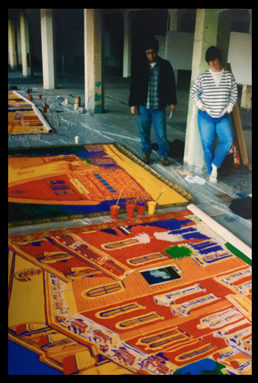 (Painting the murals in the Tribune Tower during it’s renovation)
