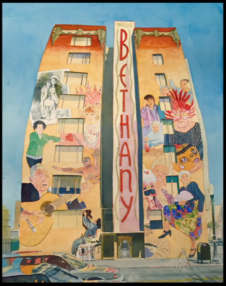 Watercolor maquette of the Bethany mural