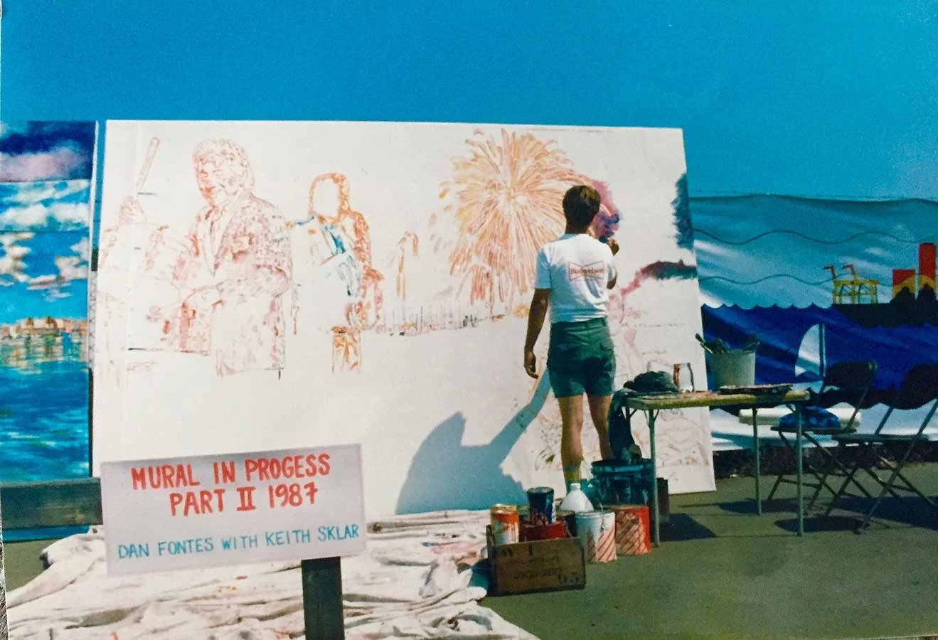 Panel two being painted live at Estuary Park