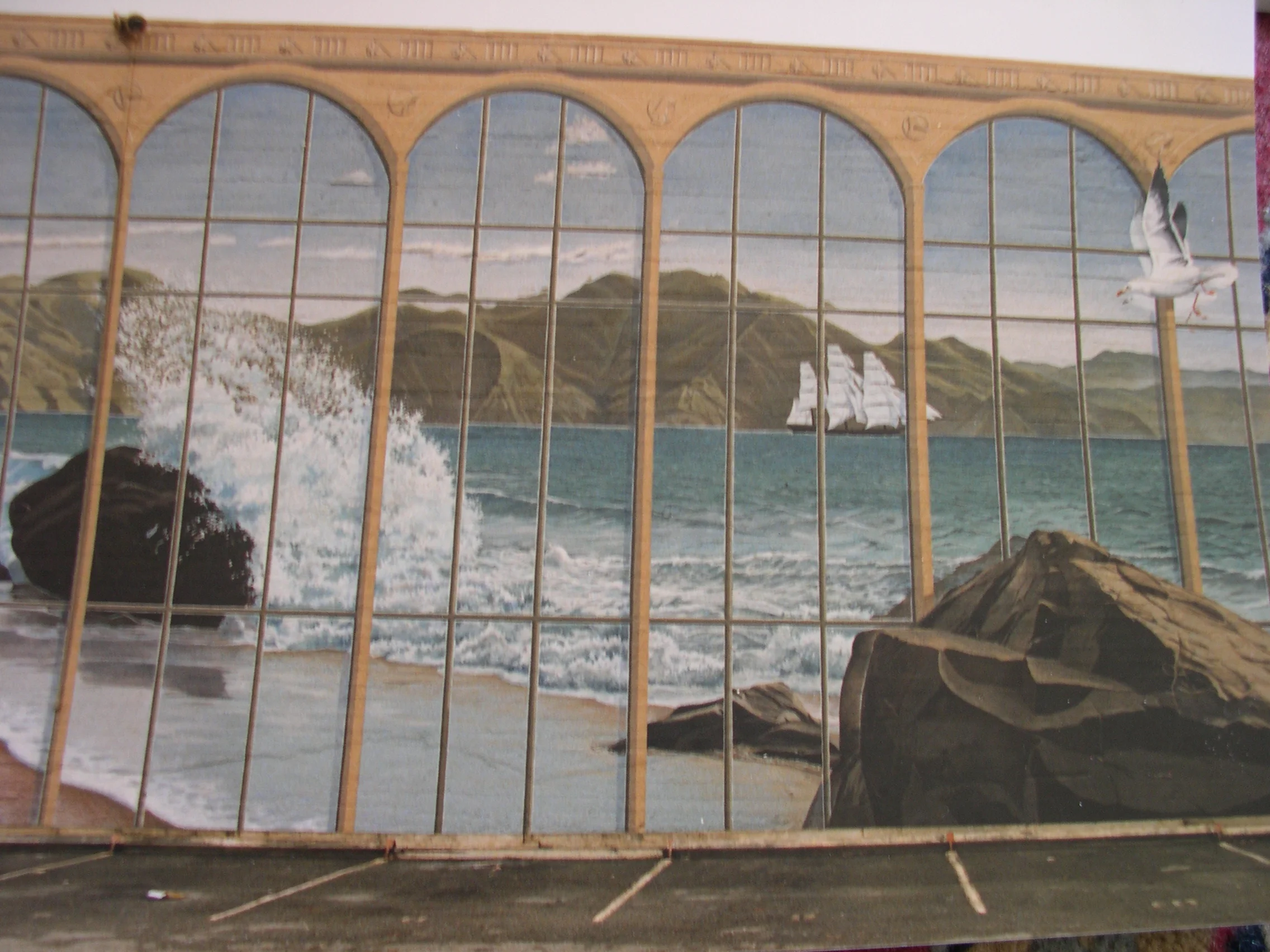 Project: Fourth and Howard, San Francisco-1984 Media: Acrylics on concrete Dimensions: 24' x 100' Location: Fourth and Howard, San Francisco