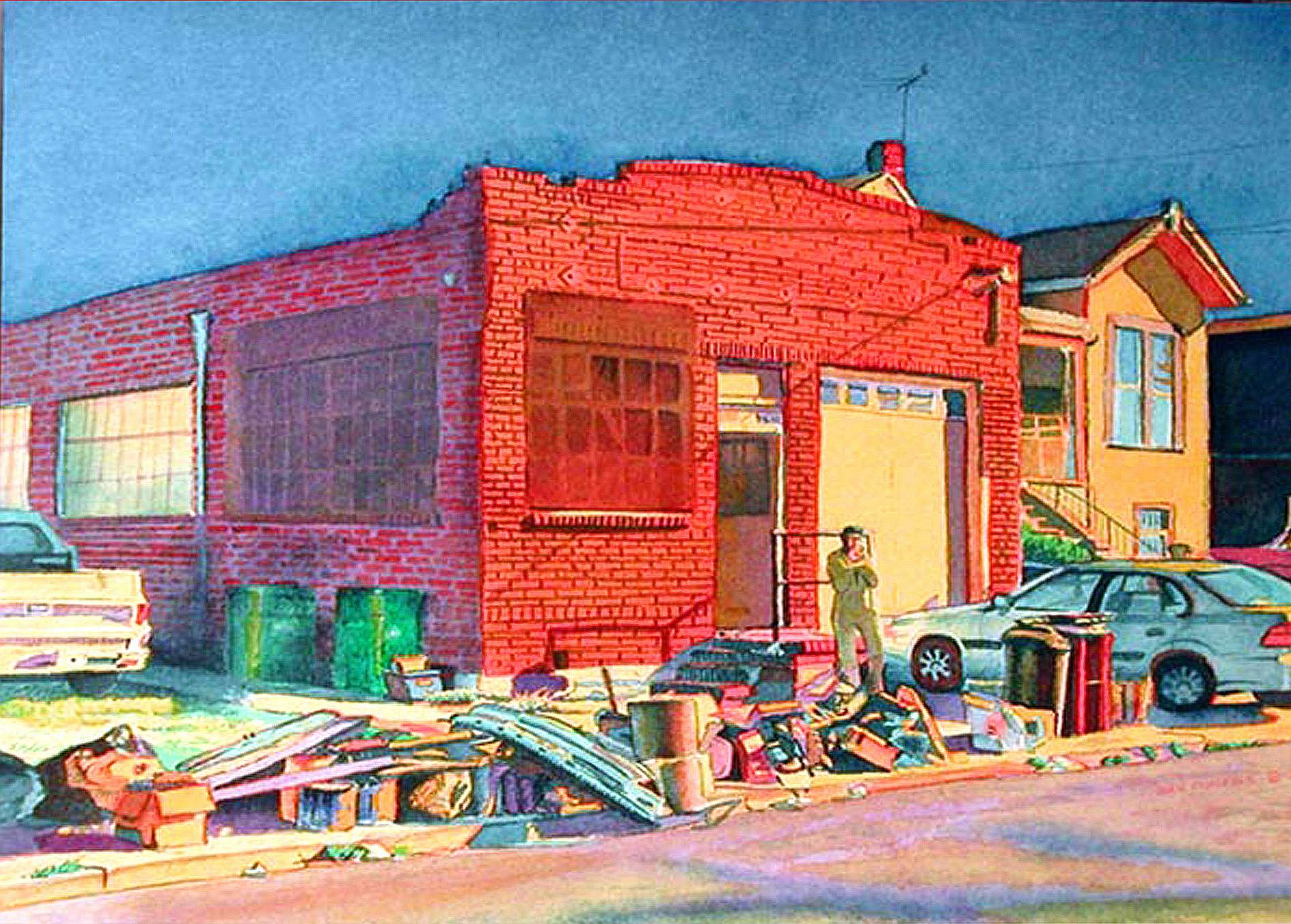 Title: Art Works Studios aka Warehouse on 60th Street, Oakland 2001 Media: Watercolors Dimensions: 8" x 11" Collection of: The Artist
