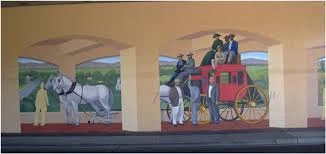 Project: Historic Crossroads-2003 Media: Keim silicates Dimensions: Two large underpass walls, both sides Location: Dublin, Ca. Assistant to: Dan Galvez and John Wehrle
