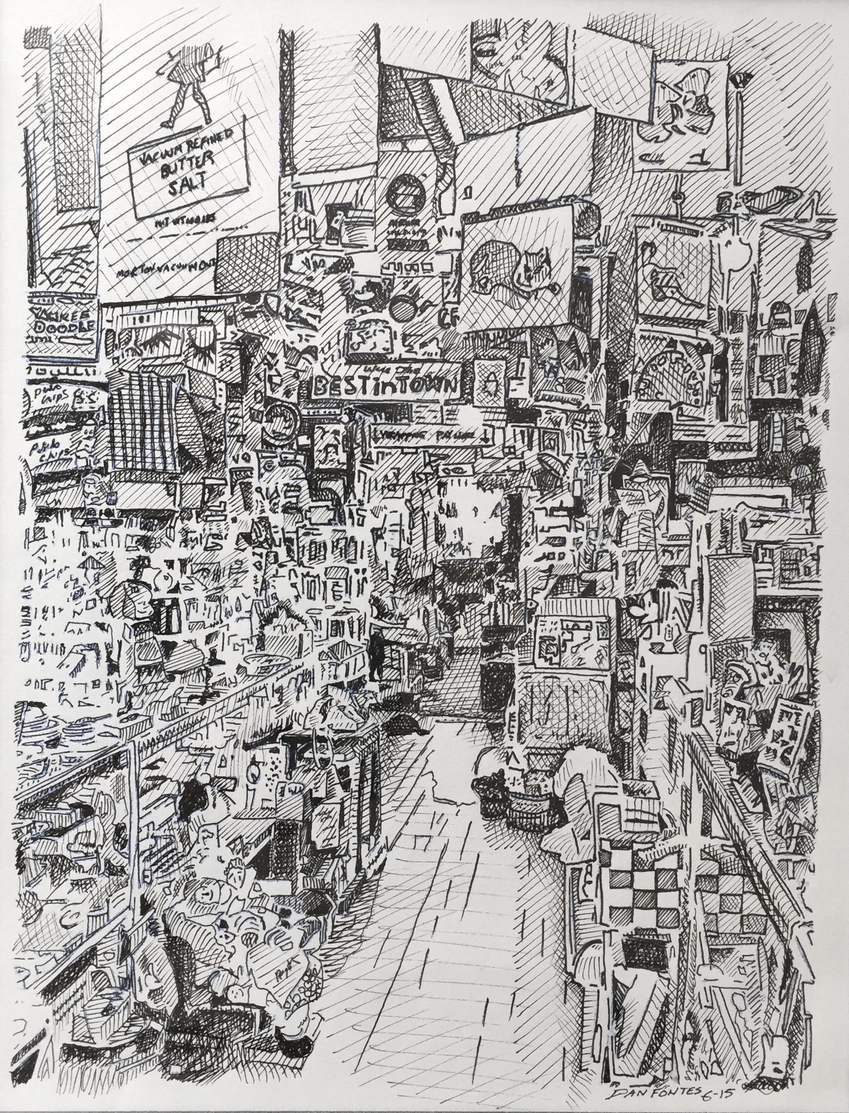 Title: "Who'se on Second, Crockett 6-15 Media: Pen and Ink Dimensions: 8" x 11" Collection of: The Artist