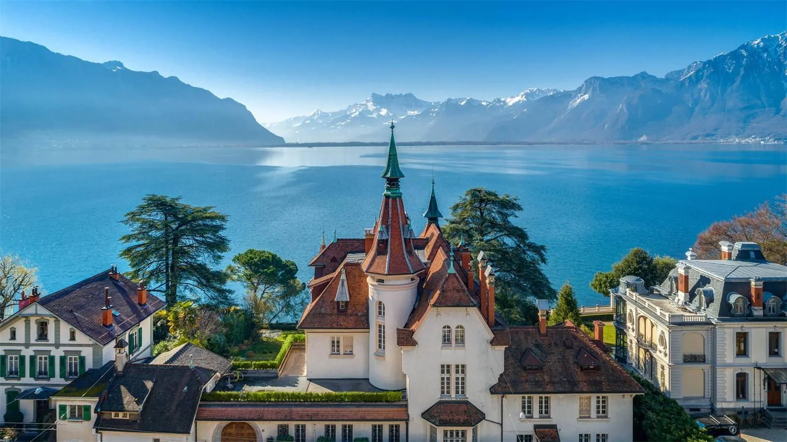 Neo-Medieval Mansion on Lake Geneva