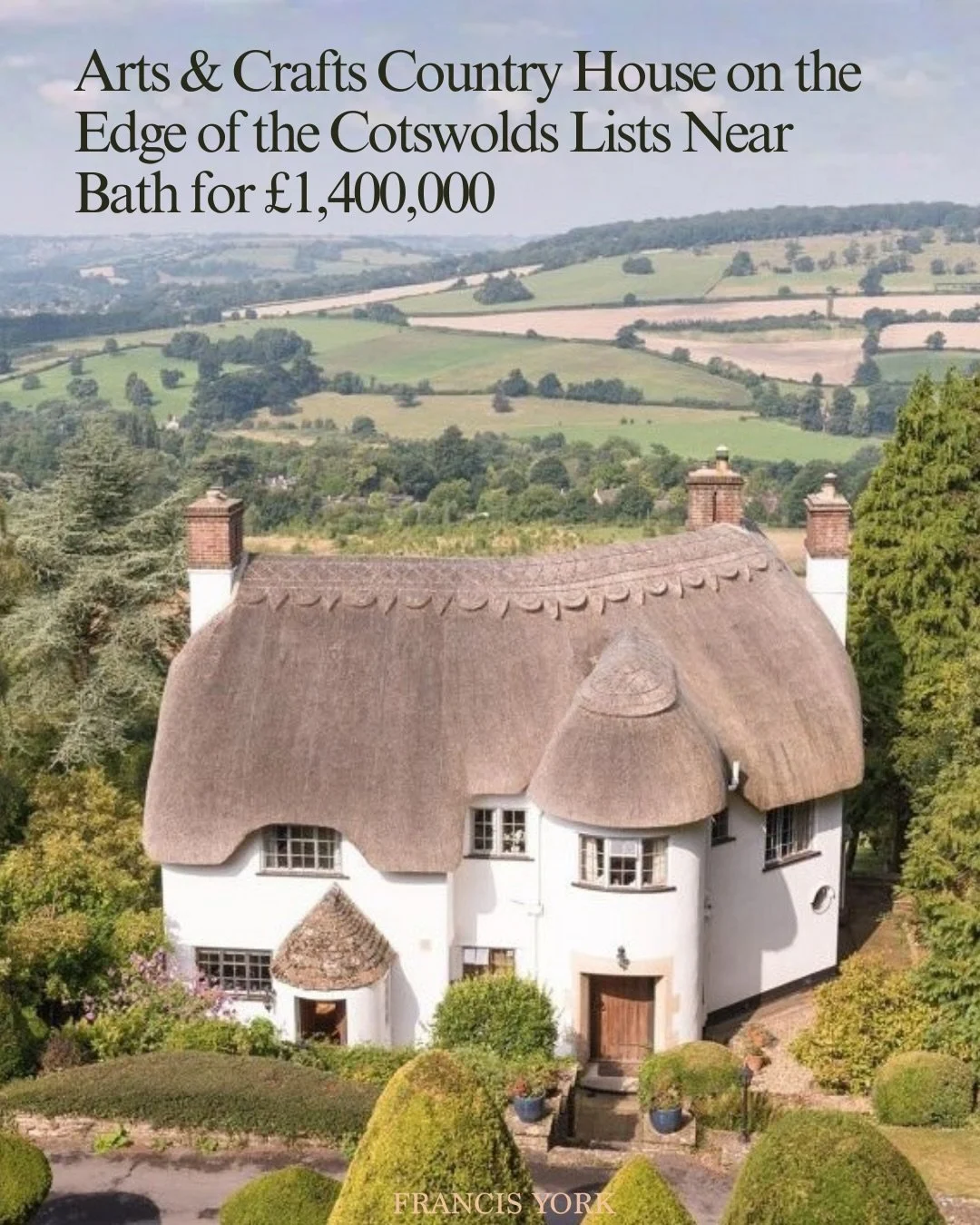 🇬🇧 Listed with @knightfrank for &pound;1,400,000 (approximately $1.8 million).

Located on the southern edge of the Cotswolds just outside Bath, Totney House is a charming Arts &amp; Crafts country home dating to 1932 with sweeping views across the