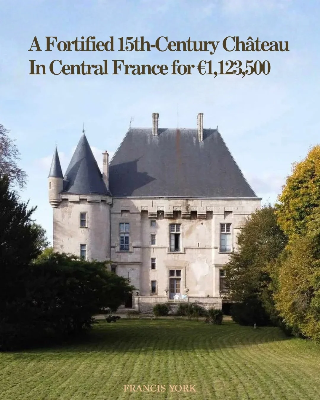 🇫🇷 Listed with @pierrechangarnier for &euro;1,123,500 (~$1.22M USD)

Built in the 15th century on foundations dating to the 1200s, this fortified ch&acirc;teau stands in the countryside between Gannat and Vichy in the historic Bourbonnais region.

