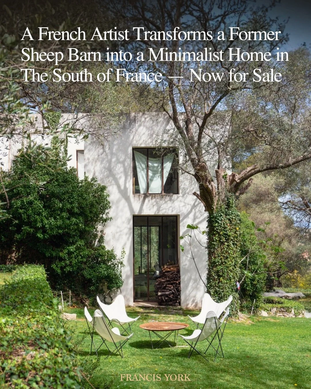 🇫🇷 Listed with @lexploreur with pricing available upon application 

A 1995 house conversion by French artist and interior designer Jacqueline Morabito has come to market near Saint-Paul-de-Vence on the French Riviera.

Set within an olive grove, t