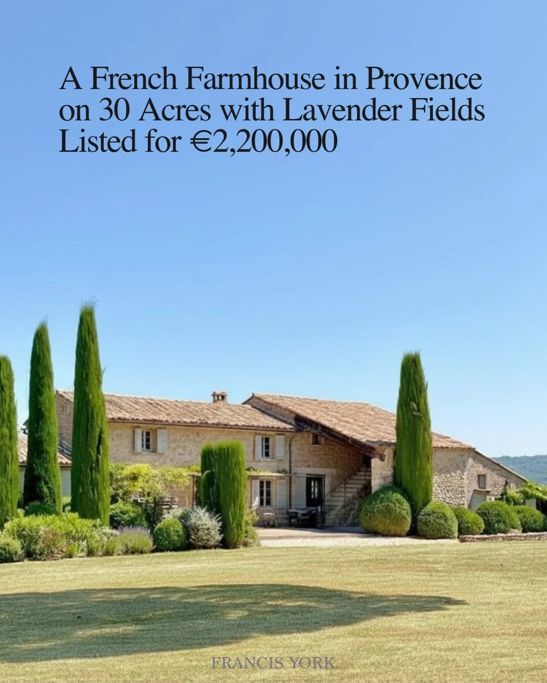 🇫🇷Listed with @emilegarcin for &euro;2,200,000 / $2.57M USD

This stone farmhouse (Proven&ccedil;al mas) is set on 12 hectares (29.65 acres) just outside Saignon, with open views across the Luberon hills in Provence.&nbsp;

About 4 hectares (9.88 a