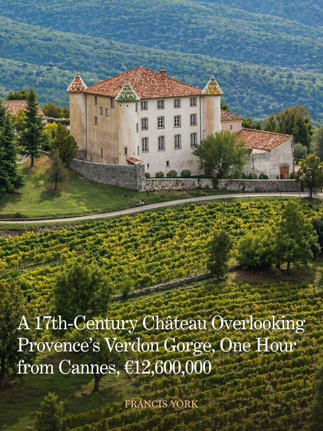 🇫🇷 Listed with MG Immobilier for &euro;12,600,000

This 17th-century ch&acirc;teau is set in an elevated position overlooking Lac de Sainte-Croix, the reservoir at the tip of the Gorges du Verdon, and one of the primary access points to the gorge b