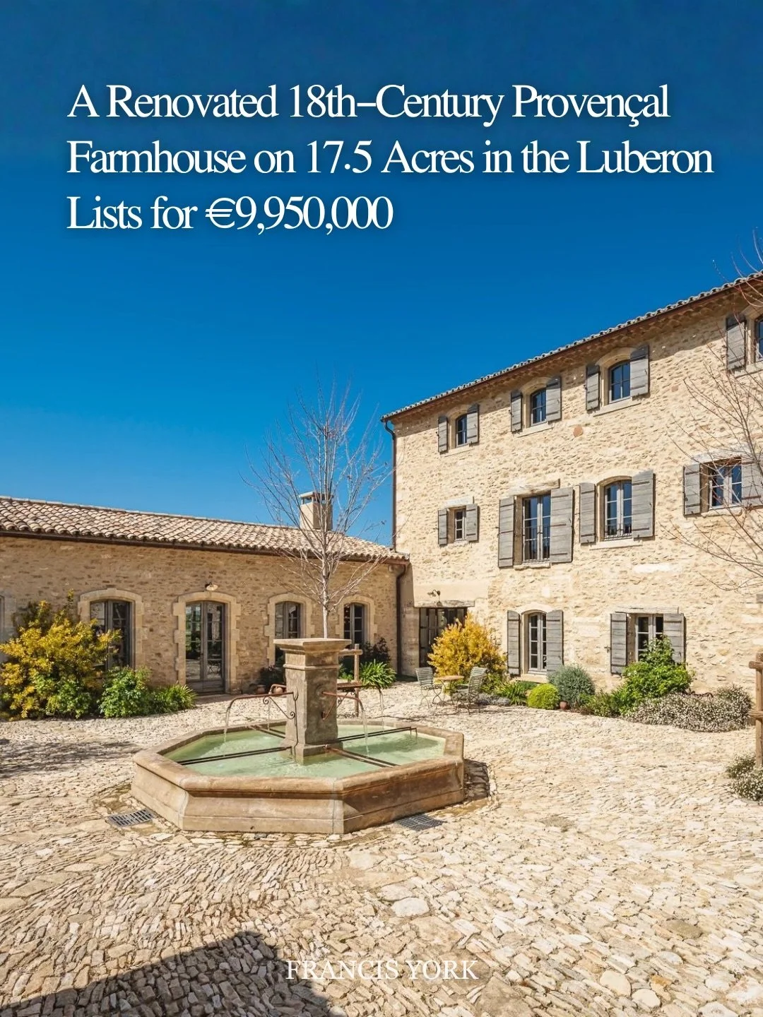 🇫🇷 Listed with @home_hunts for &euro;9,950,000

This renovated 18th-century Proven&ccedil;al farmhouse is set within the Luberon, Provence, in an area often referred to as the region&rsquo;s &ldquo;Golden Triangle,&rdquo; centred around the village