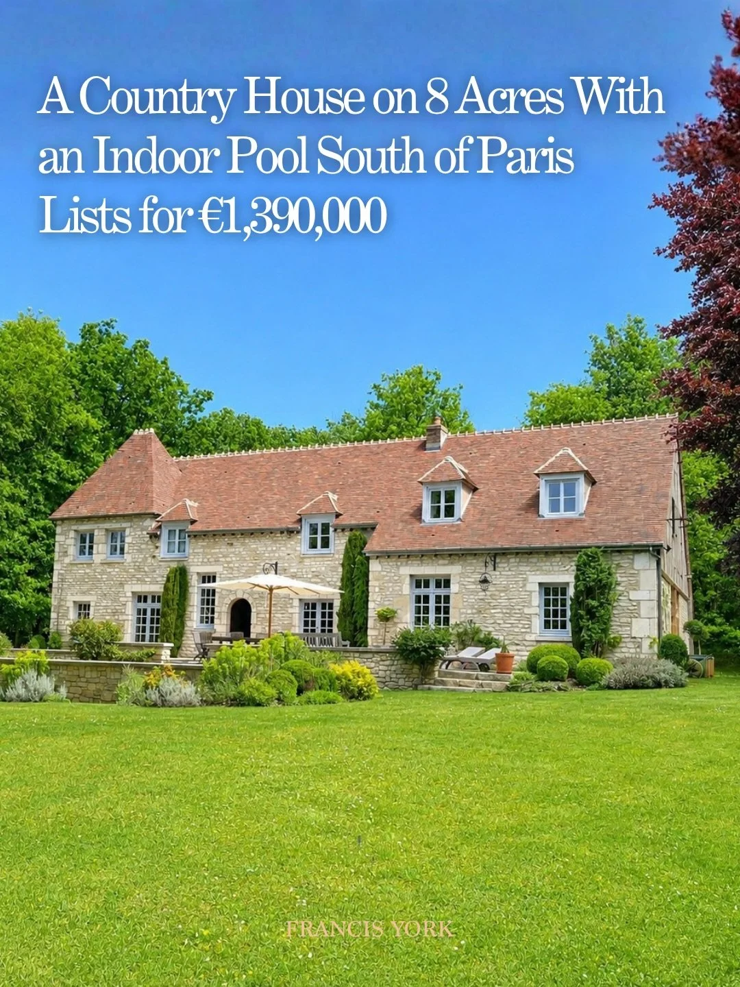 🇫🇷 Listed with @emilegarcin for &euro;1,390,000 / approx. $1.63M USD

Less than an hour south of Paris, this country estate pairs a renovated 5-bedroom house with an indoor swimming pool, set in just over eight acres of leafy grounds.

The 320 m&su