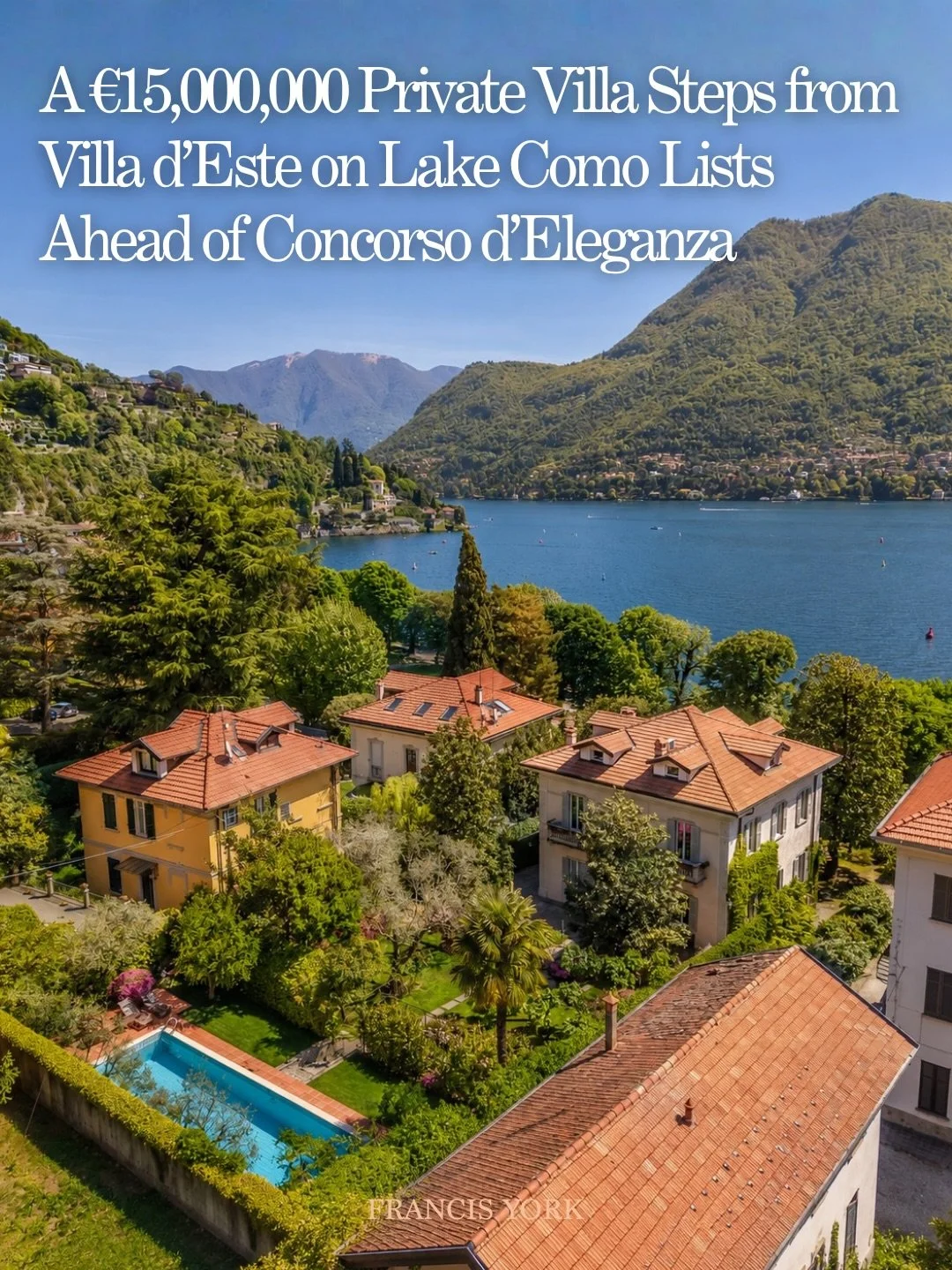 🇮🇹 Listed with @sothebysrealtyitaly for &euro;15,000,000, this private villa sits across the road from @villadestelakecomo in Cernobbio, Lake Como.

Arriving just as Lake Como prepares for @concorsodeleganza_vde and @fuoriconcorso, the residence co