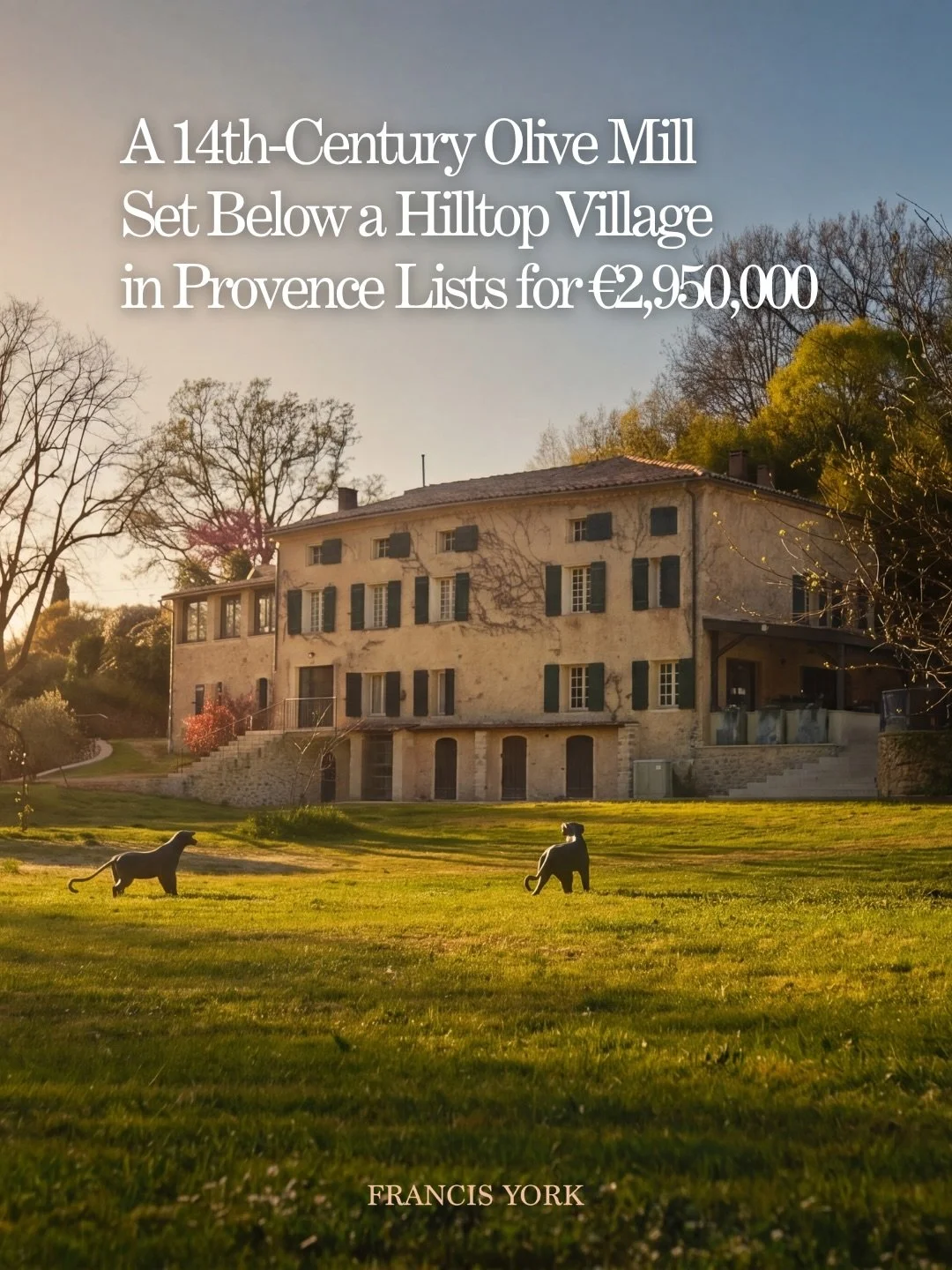 🇫🇷Listed with @home_hunts for &euro;2,950,000&emsp;

The former mill sits on 4 hectares / 9.9 acres with 7 bedrooms, 2 guest houses, vaulted stone cellars, a swimming pool, and a spring-fed pond.

Set in inland Provence about 25 miles / 40 km from 