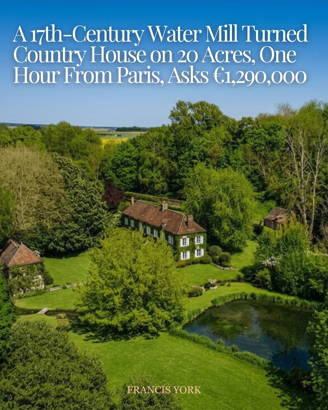 🇫🇷 Listed with @patricebesse_immobilier for &euro;1,290,000 / $1.5M USD 

urrounded by woodland, meadows, and waterways in the Vexin region north of Paris, the former water mill dates to the 17th century and was in use until the 1930s before being 