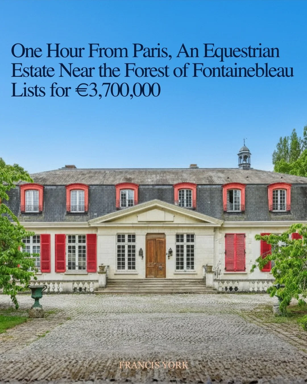 🇫🇷Listed with @polo_properties for &euro;3,700,000 / ~ $4.3 million 

Set near the Forest of Fontainebleau, the estate sits within one of France&rsquo;s major equestrian landscapes, with more than 1,600 km / ~995 mi of forest roads and trails, incl