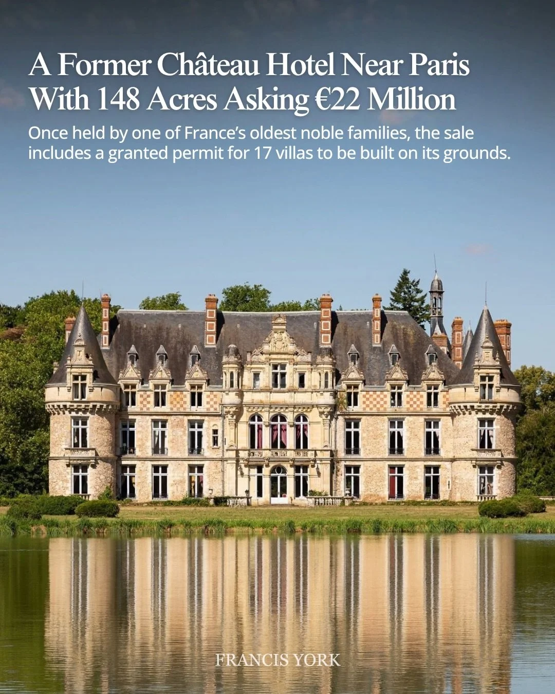 🇫🇷 Listed with @proprietesparisiennessir for &euro;22,000,000 / ~$25,380,000)

The ch&acirc;teau dates to the 16th century and was once held by the La Rochefoucauld-Doudeauville family, one of France&rsquo;s oldest noble houses.

Located about one 