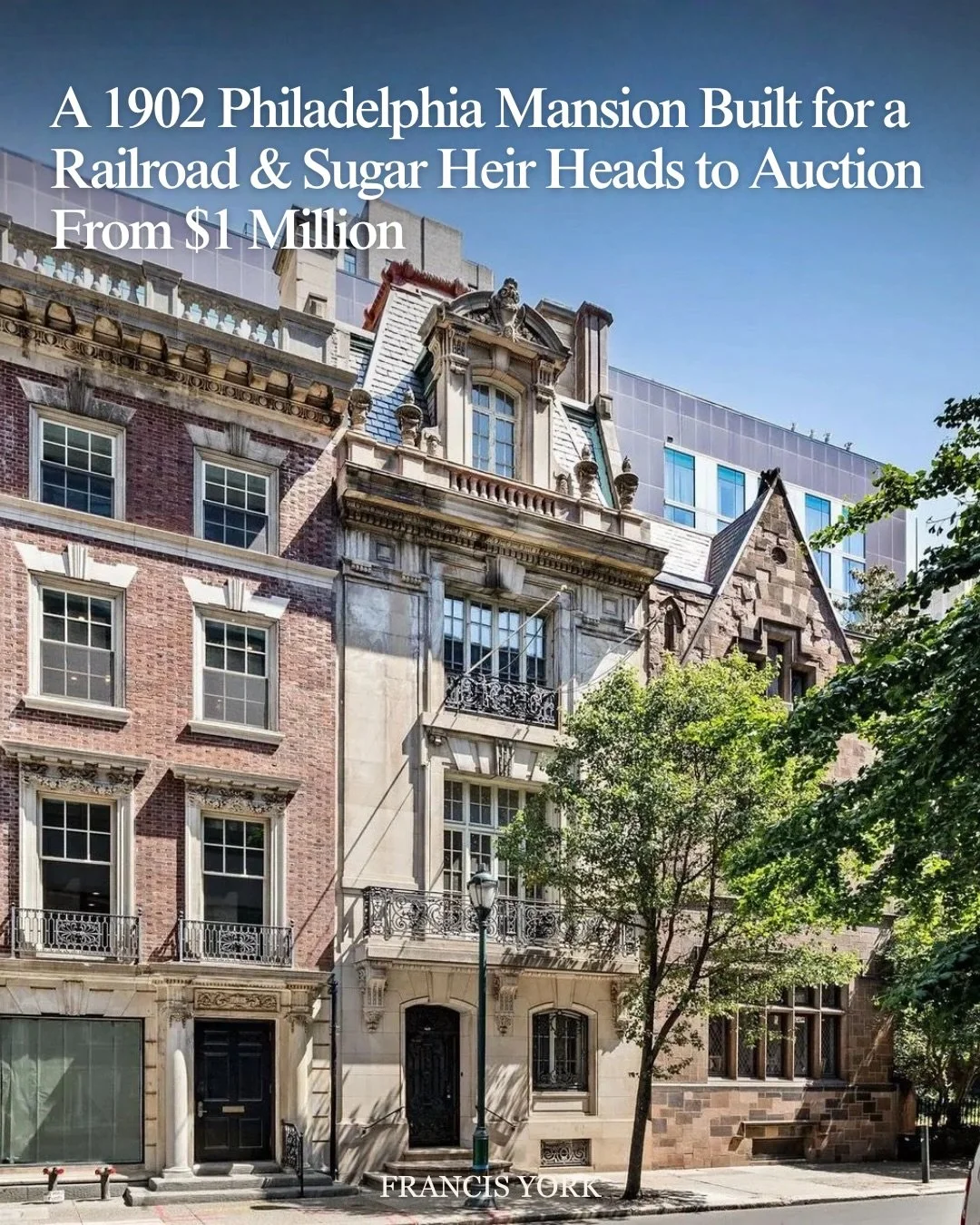 🇺🇸 Heading to auction with @conciergeauctions with starting bids expected between $1 million and $1.75 million. Bidding is scheduled to open on June 17 and close on June 30. 

The Edward C. Knight Mansion is presently listed for $2.95 million with 