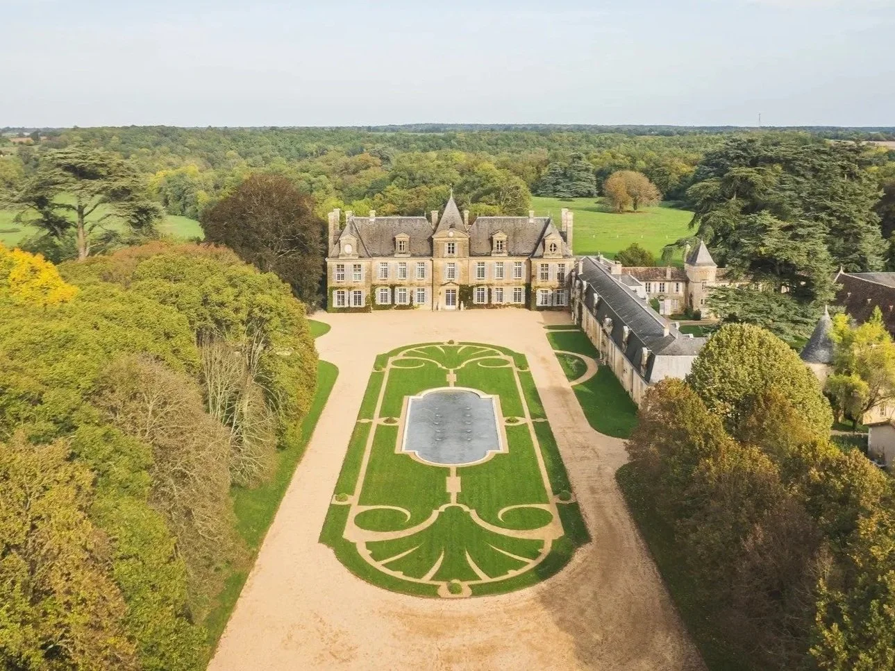 Restored 18th-Century Château Between Paris and Bordeaux on a 277-Acre Equestrian Estate