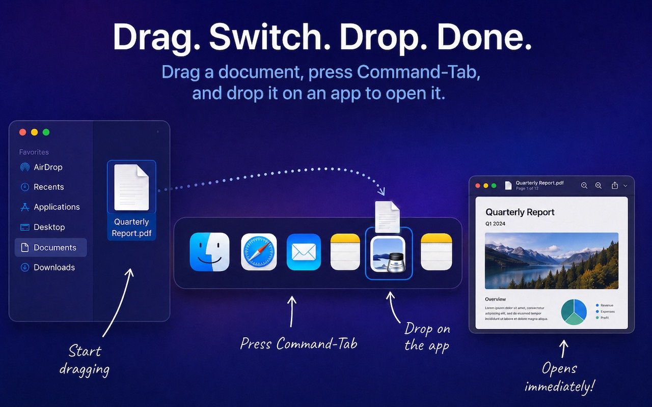Drag Documents to Apps in the macOS App Switcher