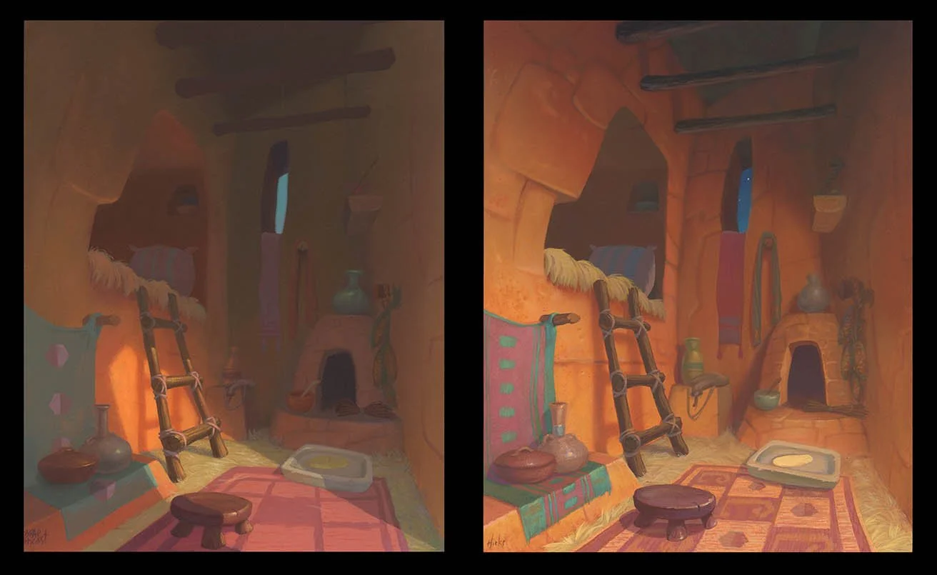 Disney's Emperors New Groove, pre-production development.  Original 10×13 acrylic painting, for sale $1800. each   