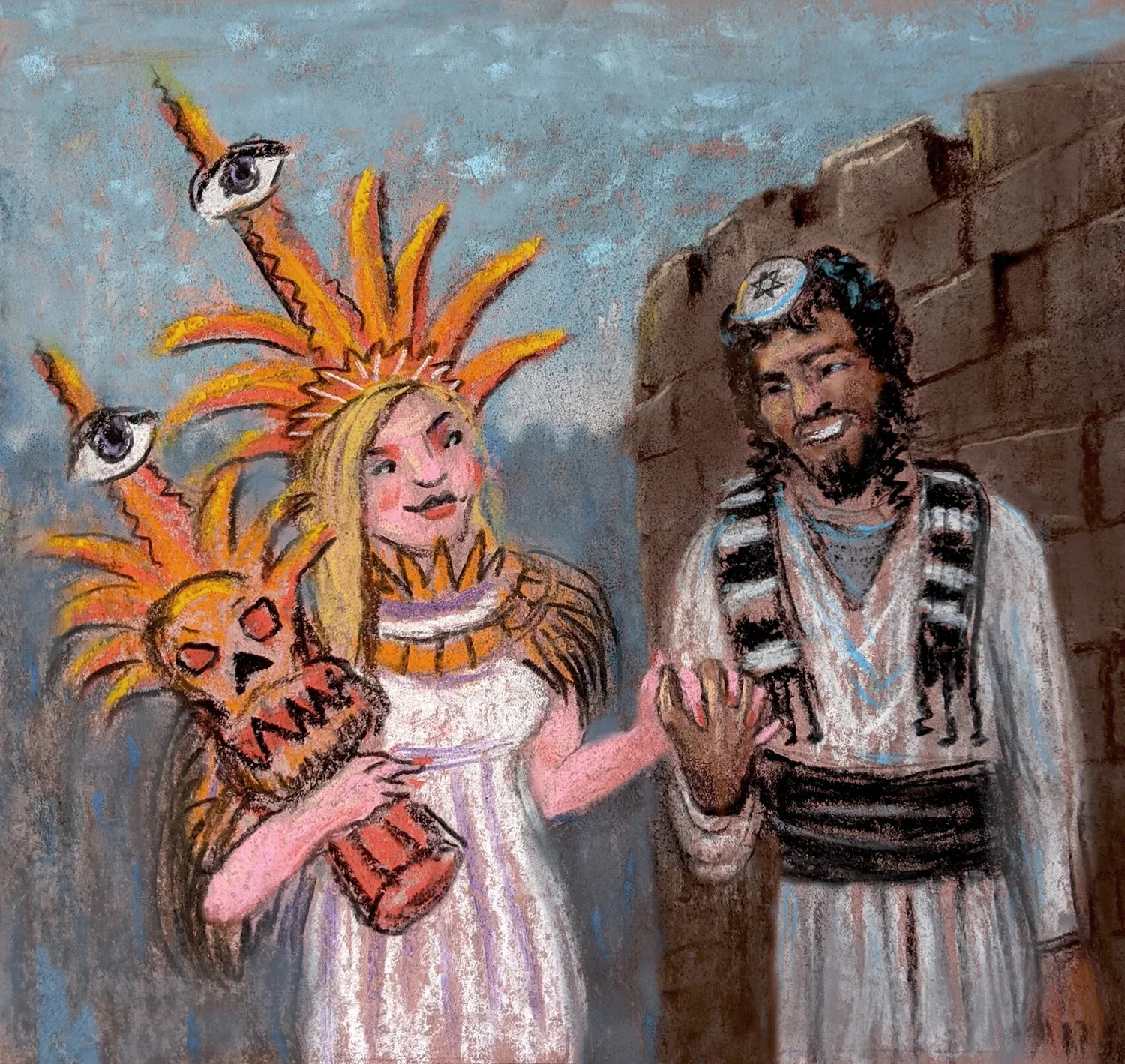  Unequally yoked… she has her eye idol, he has his faith. 