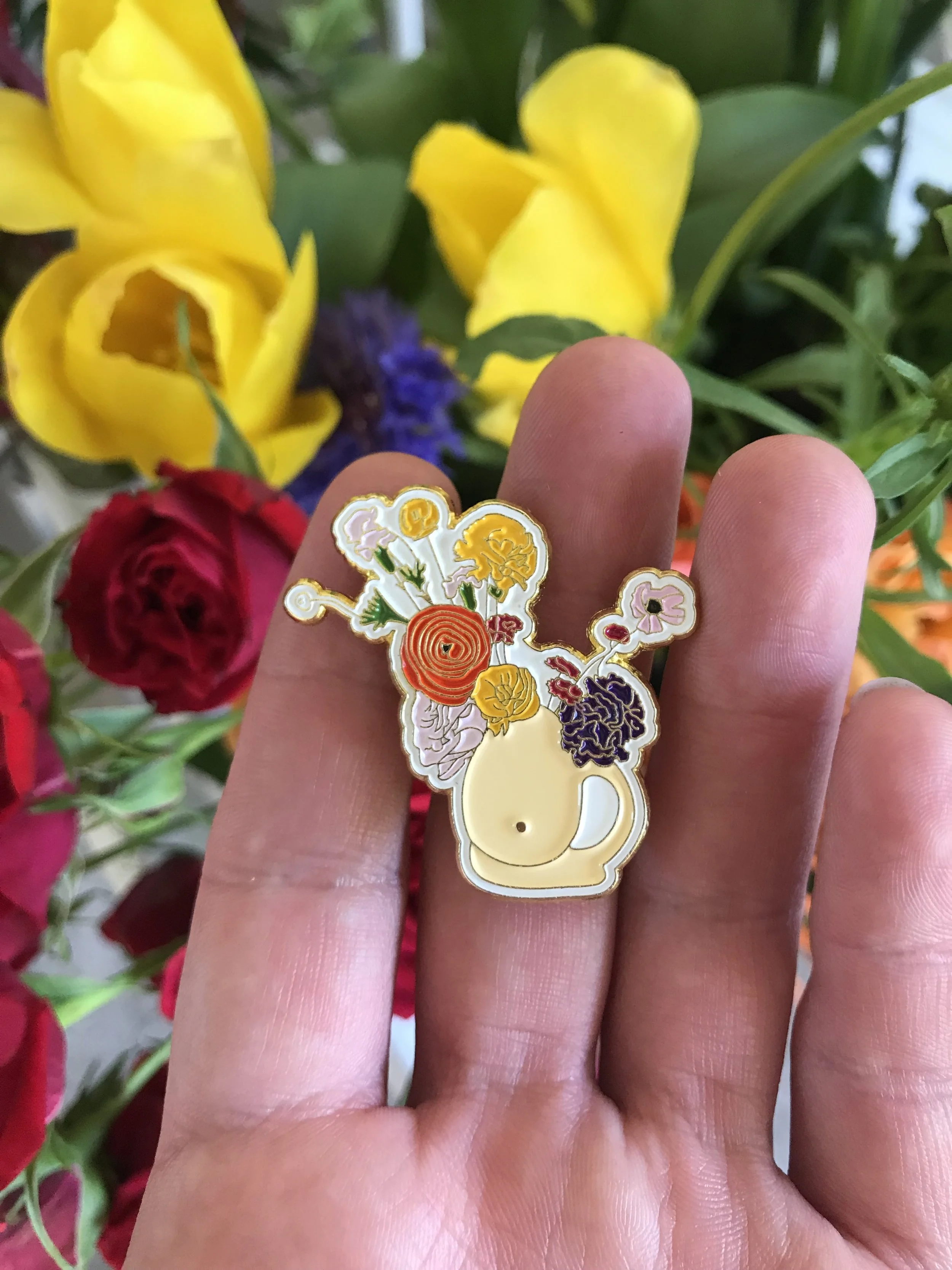The Breast Blooms enamel pin