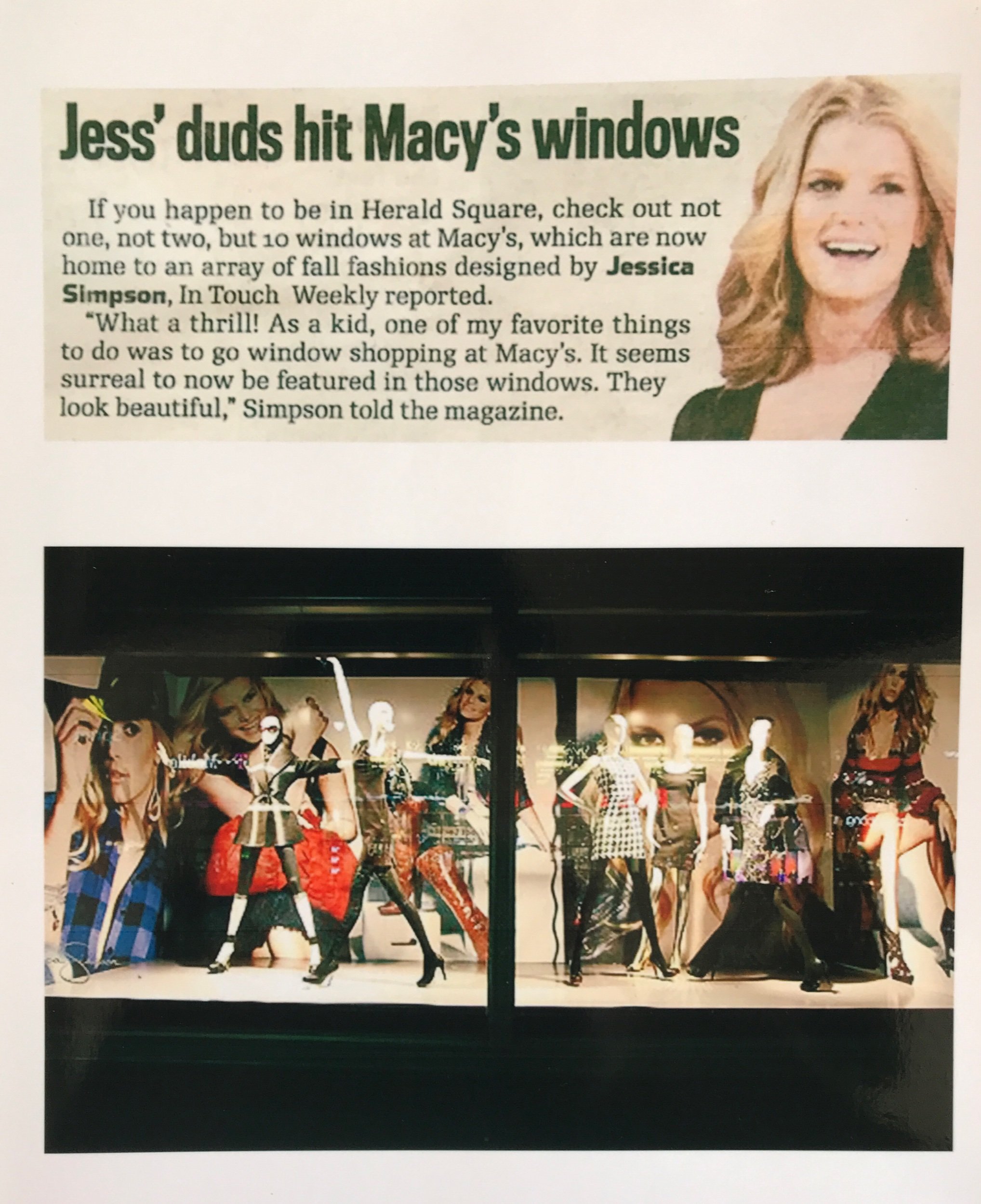 Jessica Simpson takes over ten full window’s at Macy’s 34th Street Herald Square in NYC! Working with the windows team was always an fun adventure!
