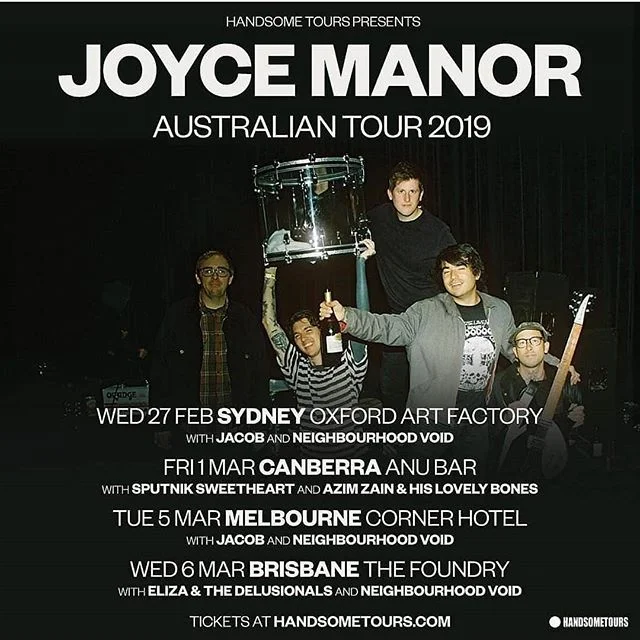 We have a couple of double passes to giveaway to upcoming Joyce Manor dates! Thanks @handsometours !!! Email info@deathproof.com.au to win! 🎟️🎟️🎟️