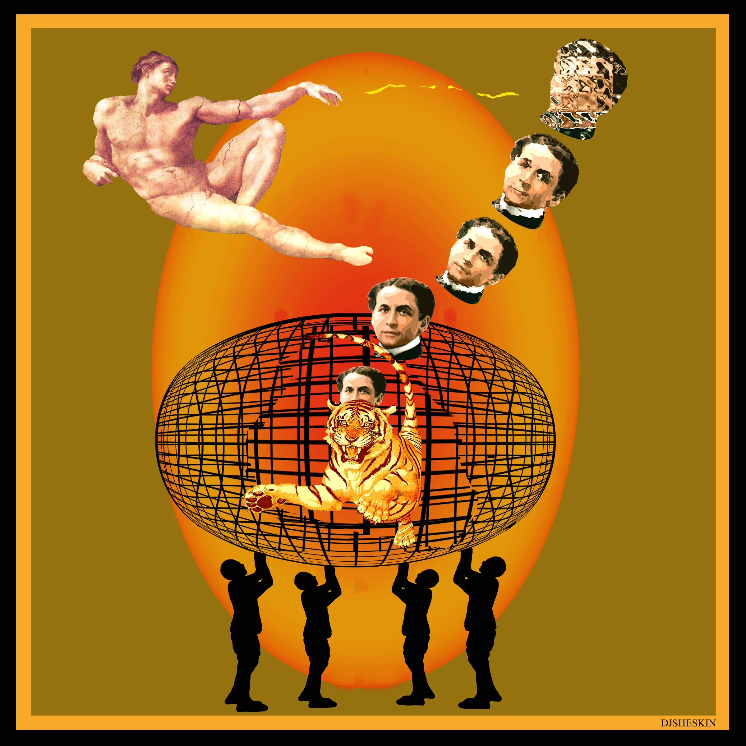 Harry Houdini Reincarnated as a Caged Lion Escaping From Captivity.jpg