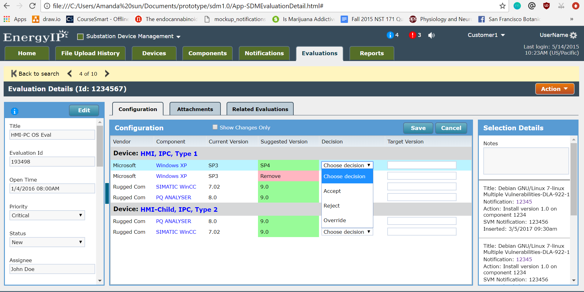 evaluation details configuration