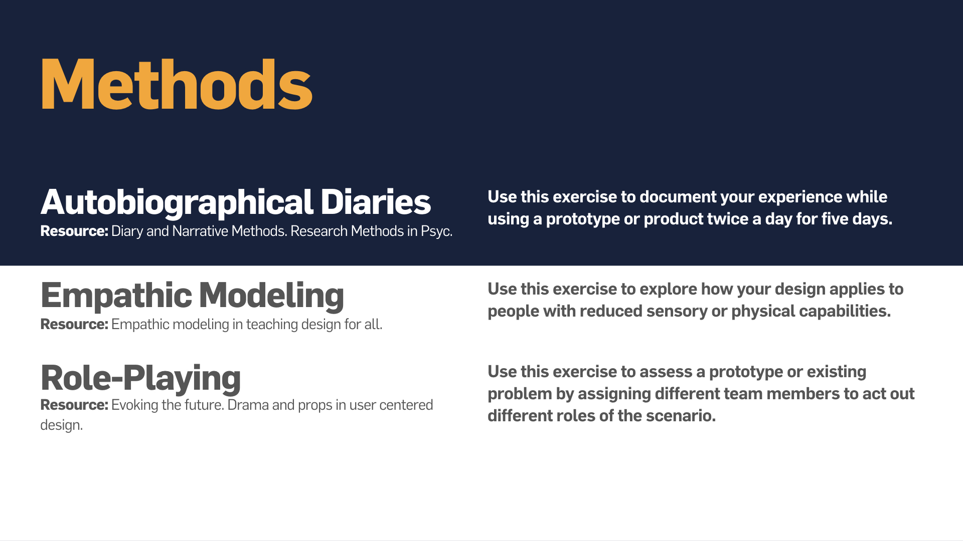 Experience Methods