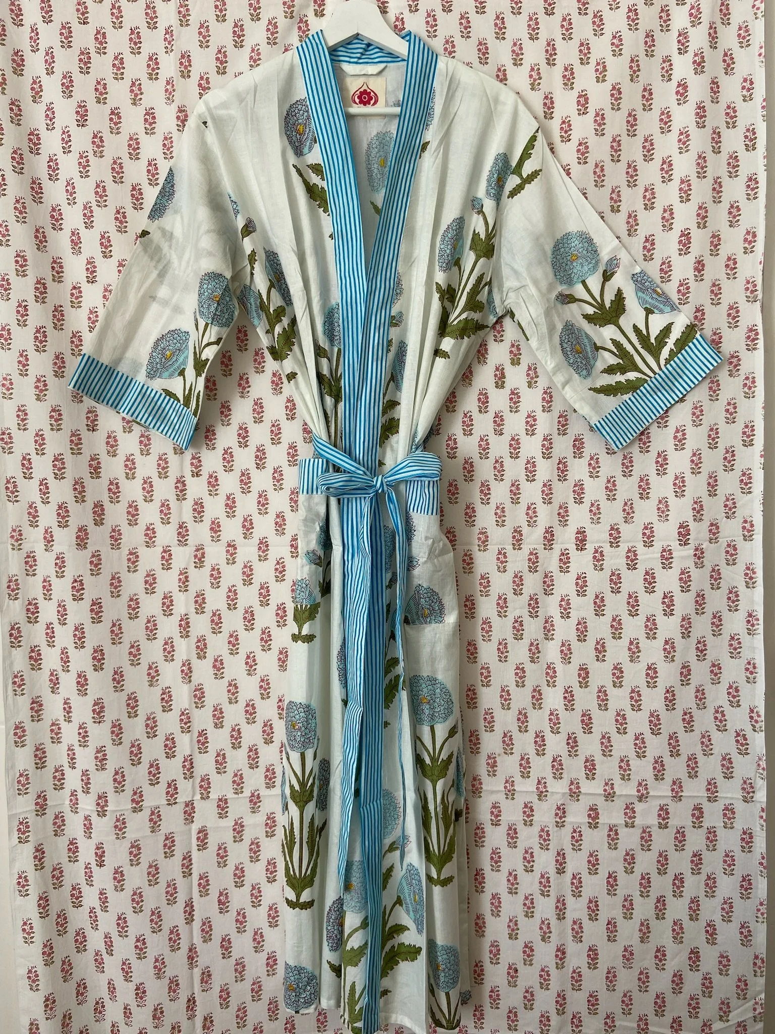 light blue poppy kimono