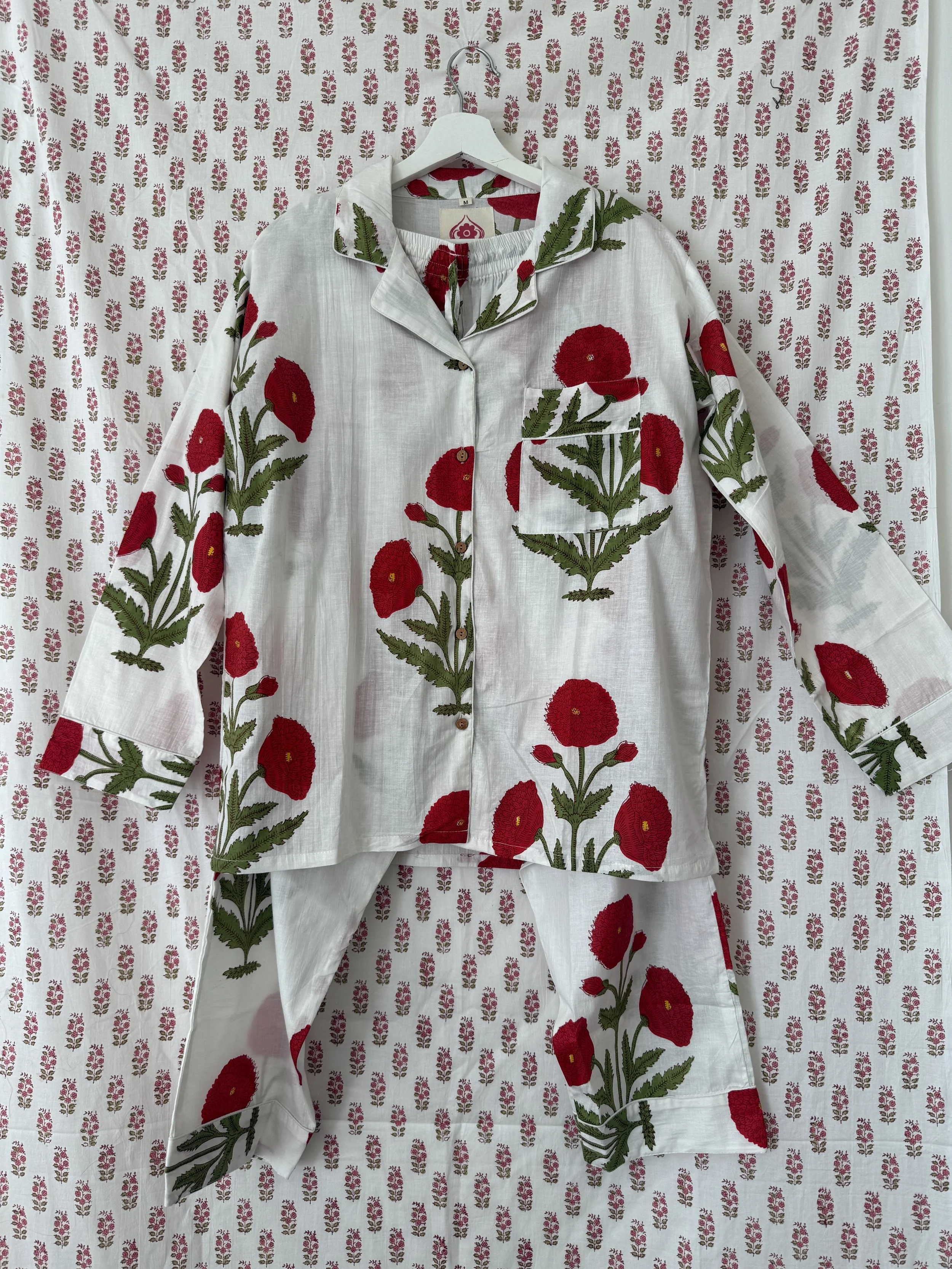 red poppy pajama set